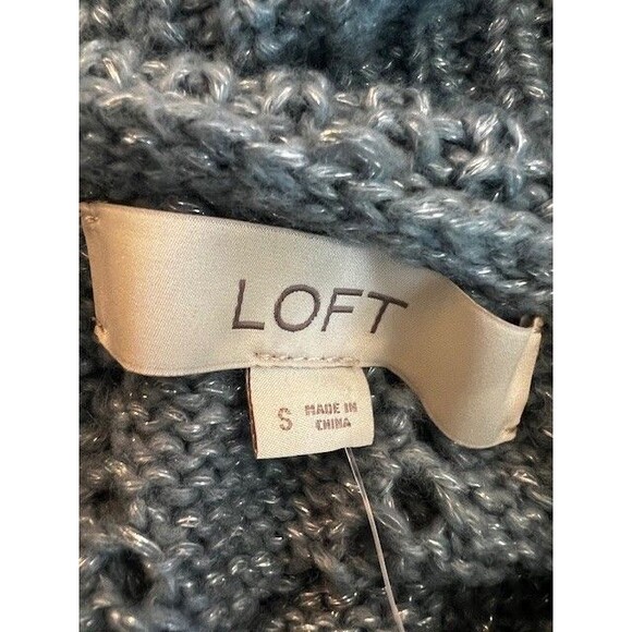 Loft Women's Cropped Cowl Neck Blue Sweater Size Small New With Tags - Picture 11 of 11
